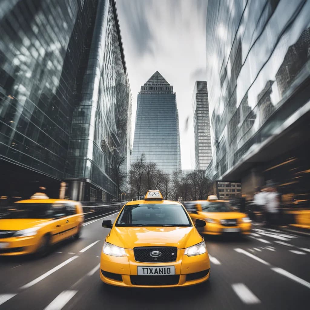 Busy city street with taxis